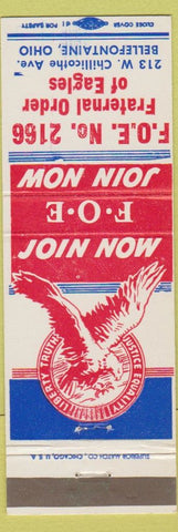 Matchbook Cover - Eagles Club Bellefontaine OH