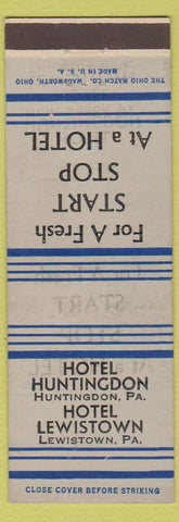 Matchbook Cover - Hotel Huntingdon PA Lewistown