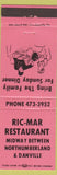 Matchbook Cover - Ric Mar Restaurant Northumberland Danville PA