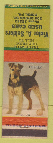 Matchbook Cover - Victor Seiders Used Cars York PA Terrier Dog