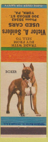 Matchbook Cover - Victor Seiders Used Cars York PA Boxer dog