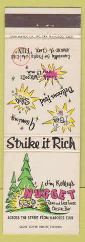 Matchbook Cover - Jim Kelly's Nugget CASno Reno Lake Tahoe NV