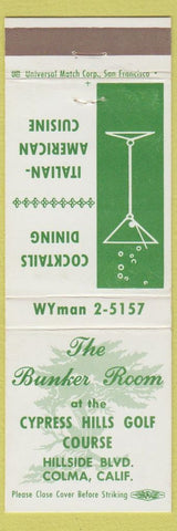 Matchbook Cover - Bunker Room Hypress Hills Golf Course Colma CA