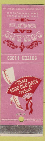 Matchbook Cover - Gormans' Gay 90's San Francisco CA WEAR