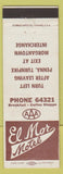 Matchbook Cover - El Mor Motel Morgantown PA