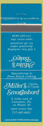 Matchbook Cover - Miller's Bakery Lancaster PA