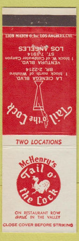 Matchbook Cover - McHEnry's Tail o the Cock Los Angeles CA