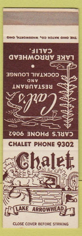 Matchbook Cover - Chalet Carl's Restaurant Lake Arrowhead CA SAMPLE