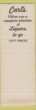 Matchbook Cover - Chalet Carl's Restaurant Lake Arrowhead CA SAMPLE