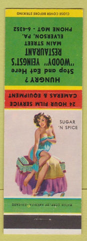 Matchbook Cover - Woody Yeingst's Restaurant Elverson PA pinup film