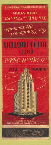 Matchbook Cover - Hotel Wellington New York City WEAR