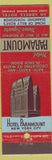 Matchbook Cover - Hotel Paramount New York City