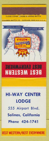Matchbook Cover - Hi Way Center Lodge Salinas CA