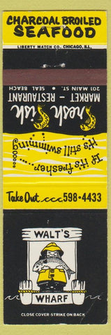 Matchbook Cover - Walt's Wharf seafood Seal Beach CA WEAR