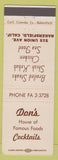 Matchbook Cover - Don's Restaurant Bakersfield CA