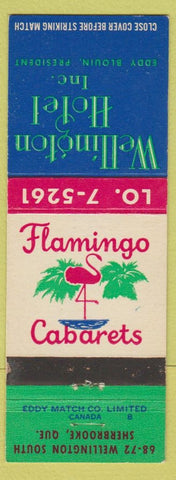 Matchbook Cover - Wellington Hotel Flamingo Cabaret Sherbrooke QC