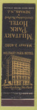 Matchbook Cover - Military Park Hotel Newark NJ