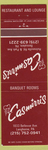 Matchbook Cover - Casmirri's Restaurant Langhorne PA