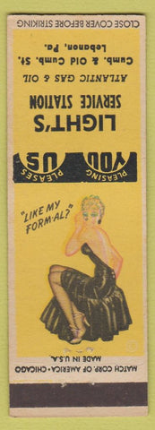Matchbook Cover - Light's Service Atlantic oil gas Lebanon PA pinup