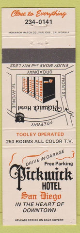 Matchbook Cover - Pickwick Hotel San Diego CA