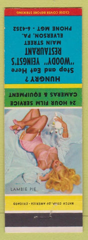 Matchbook Cover - Woody Yeingst's Restaurant Elverson PA pinup film