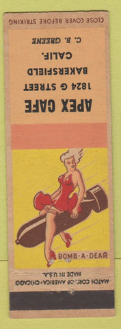 Matchbook Cover - Apex Cafe Bakersfield CA pinup