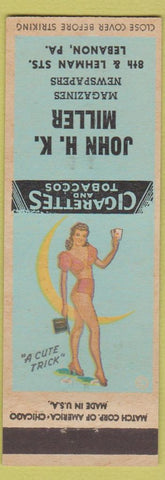 Matchbook Cover - John HK Miller News stand Lebanon PA pinup