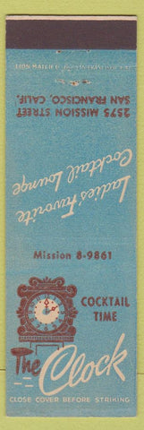 Matchbook Cover - The Clock Bar San Francisco CA