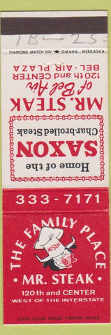 Matchbook Cover - Mr Steak Omaha NE WRITING