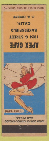 Matchbook Cover - Apex Cafe Bakersfield CA pinup
