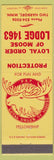 Matchbook Cover - Moose Lodge Two Harbor MN