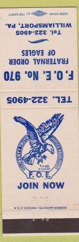 Matchbook Cover - Eagles Club Williamsport PA