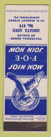 Matchbook Cover - Eagles Club Juniata Aerie Lewistown PA
