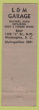 Matchbook Cover - Moose Lodge L and M Garage Washington DC