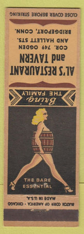 Matchbook Cover - Al's Restaurant Tavern Bridgeport CT pinup WEAR
