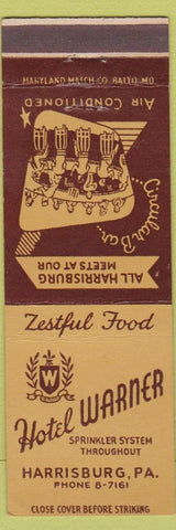 Matchbook Cover - Hotel Warner Harrisburg PA