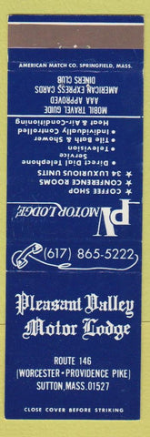 Matchbook Cover - Pleasant Valley Motor Lodge Sutton MA