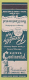 Matchbook Cover - Hotel Continental Cambridge MA