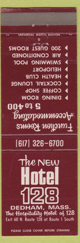 Matchbook Cover - Hotel 128 Dedham MA