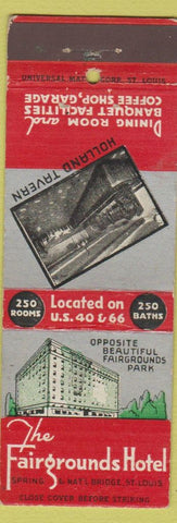 Matchbook Cover - Fairgrounds Hotel ST Louis MO
