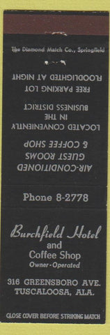 Matchbook Cover - Burchfield Hotel Tuscaloosa AL