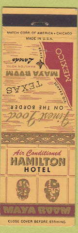 Matchbook Cover - Hamilton Hotel Maya Room  Lardeo TX