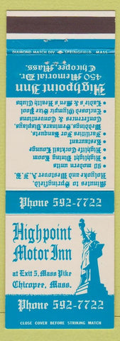 Matchbook Cover - Highpoint Motor Inn Chicopee MA