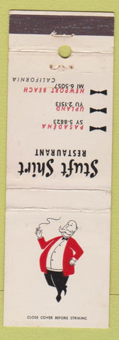 Matchbook Cover - Stuft Shirt Restaurant Pasadena Upland Newport Beach CA