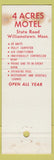 Matchbook Cover - Four Acres Motel Restaurant Williamstown MA