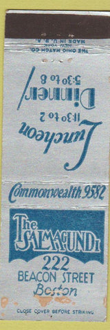Matchbook Cover - The Salmagundi Boston MA WEAR