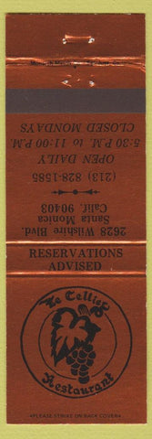 Matchbook Cover - The Cellier Restaurant Santa Monica CA