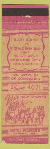 Matchbook Cover - Tally Ho Tavern Hotel Warden Newark OH WEAR