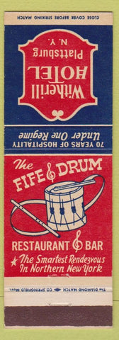 Matchbook Cover - Witherill Hotel Plattsburg NY drum