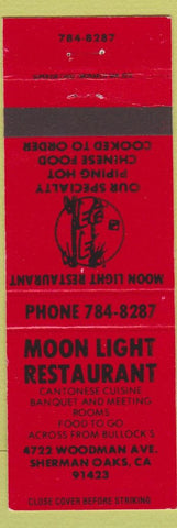 Matchbook Cover - Moon Light Restaurant Chinese Sherman Oaks CA